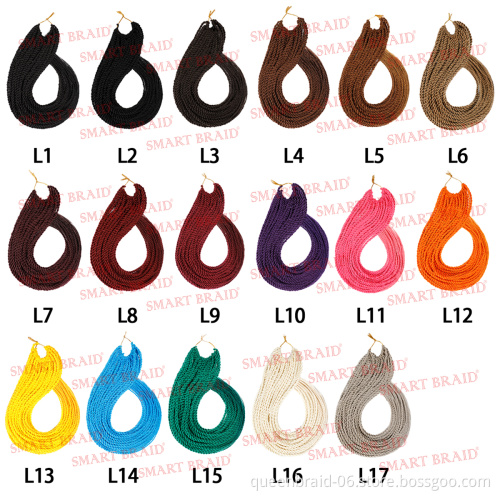 Colorful Crochet Hair Ombre Box Braids 24 Inch Braided Hair Pre-stretched Synthetic Hair Extension Braids for Women